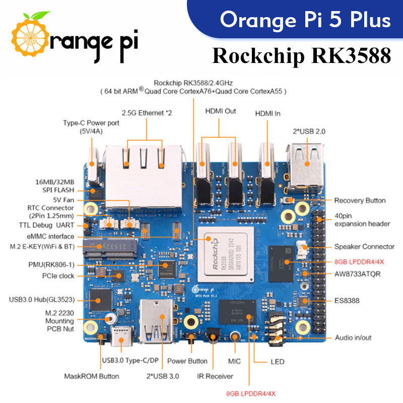 Turuncu Pi 5 artı tek kart bil - Rockchip Rk3588 Development Board incelemesi ve fiyatı